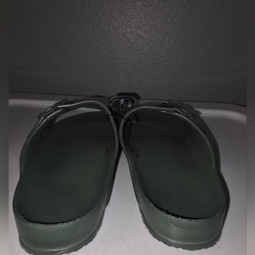 Men's George Olive Green Double Strap Buckle Slip On Sandals Size 8 - Picture 4 of 6
